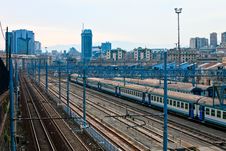 Train And Skyline Royalty Free Stock Photos Train And Skyline Royalty Free Stock Photos