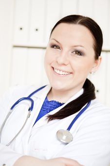 Doctor Woman With Stethoscope In Office Royalty Free Stock Photos