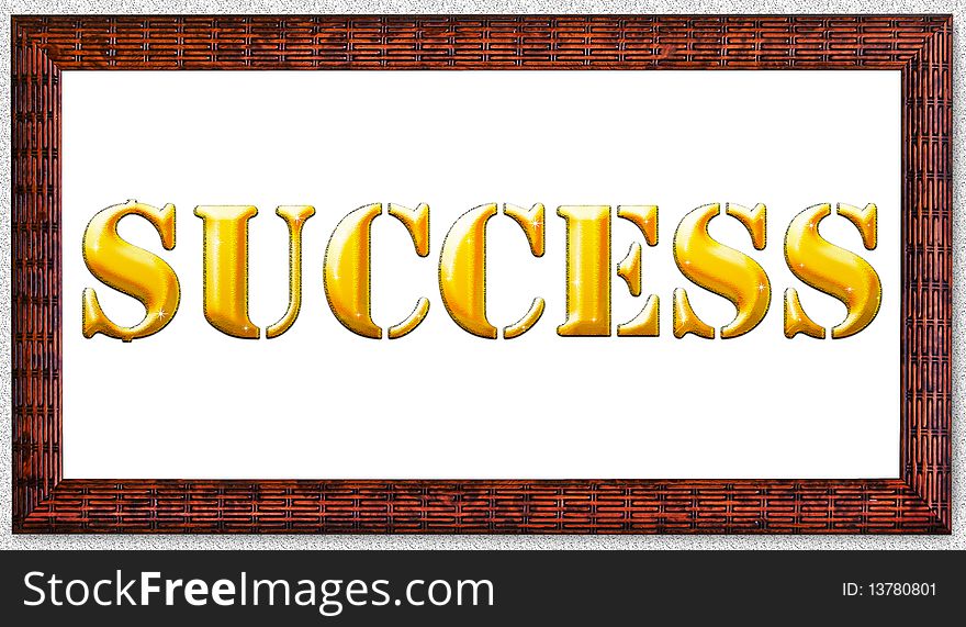 Gold word success in a frame. (frame-with clipping path.)