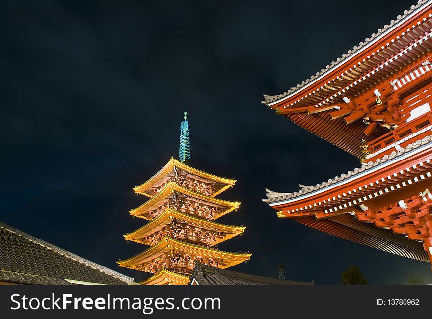 Sensoji Buddhist temple at night