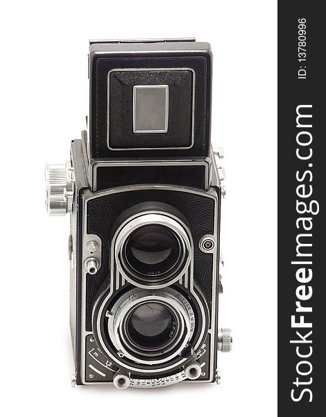 Tlr photo camera on white background