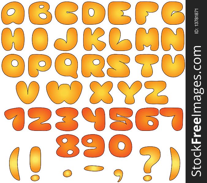 The original alphabet with numbers and punctuation marks