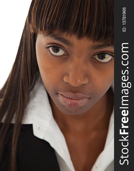 Young black female executive close up portrait. Young black female executive close up portrait