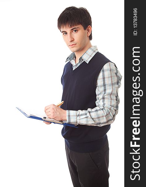 The young businessman isolated on a white background