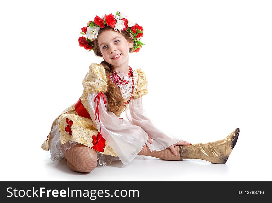 Sweet girl in Ukrainian national costume. Sweet girl in Ukrainian national costume