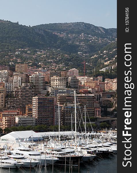 Luxurious yachts in Monaco. French Riviera, Monaco, Europe. Luxurious yachts in Monaco. French Riviera, Monaco, Europe