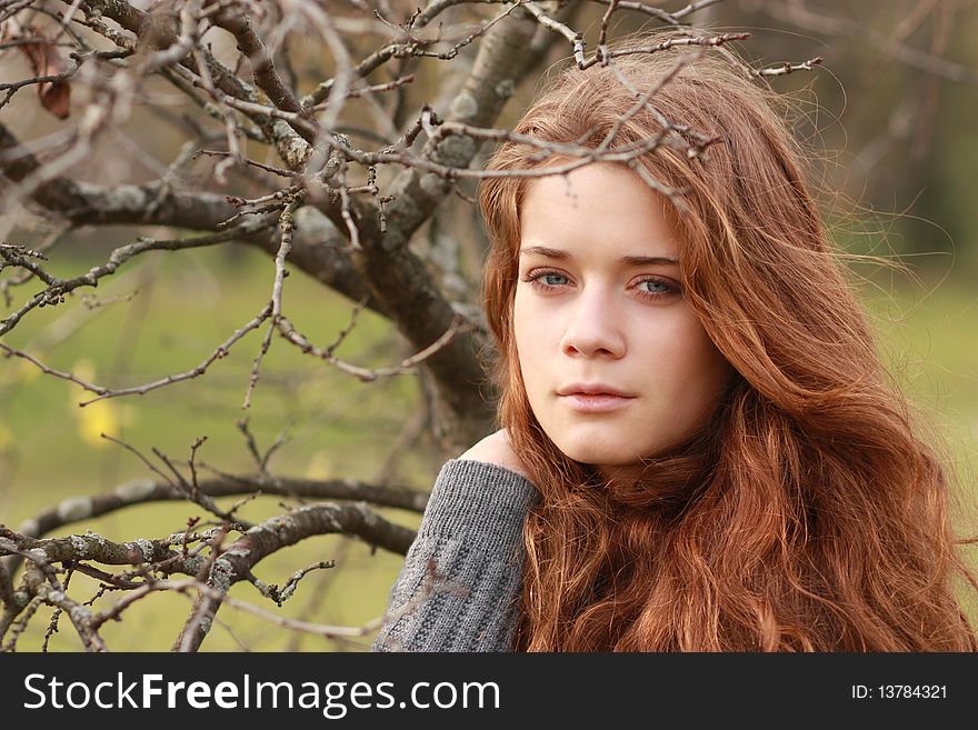 Portrait of beautiful woman on outdoor