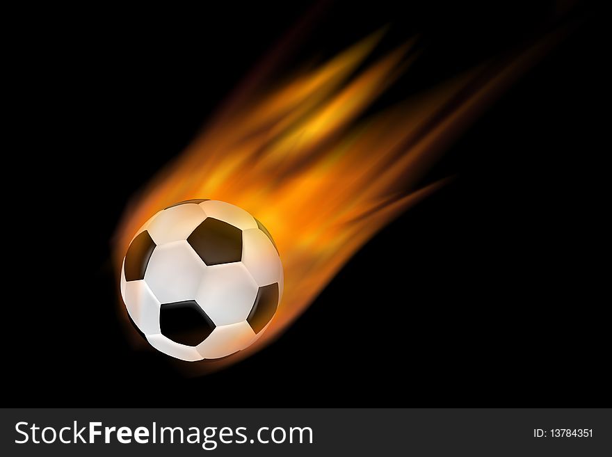Football illustration made from real flames surrounding the flying football. Football illustration made from real flames surrounding the flying football