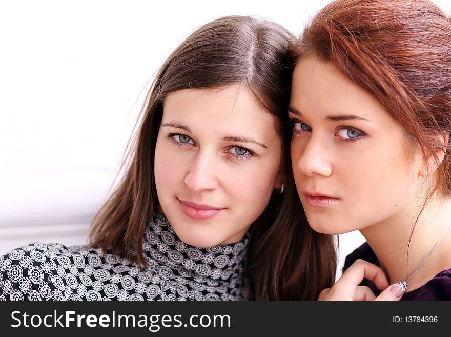 Happy young women on field in summer. Happy young women on field in summer