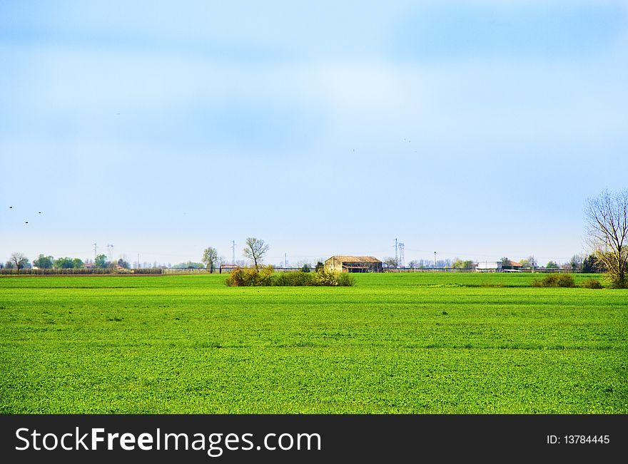 Campaign with meadows and cultivated fields