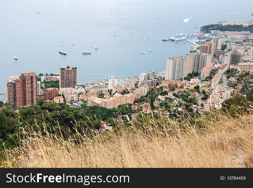 Panoramic view of the harbor in Monaco, Cote d'Azur, France. Panoramic view of the harbor in Monaco, Cote d'Azur, France