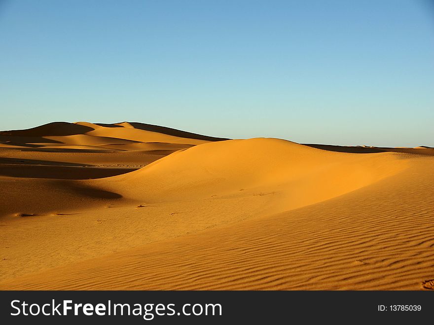 Sand sea in the desert of Libya, in Africa. Sand sea in the desert of Libya, in Africa