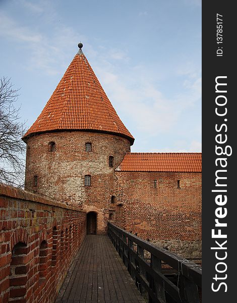 Gothic castle tower in BytÃ³w