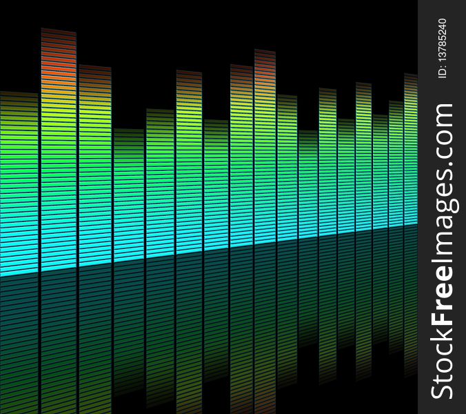 Colored equalizer graphic isolated on black