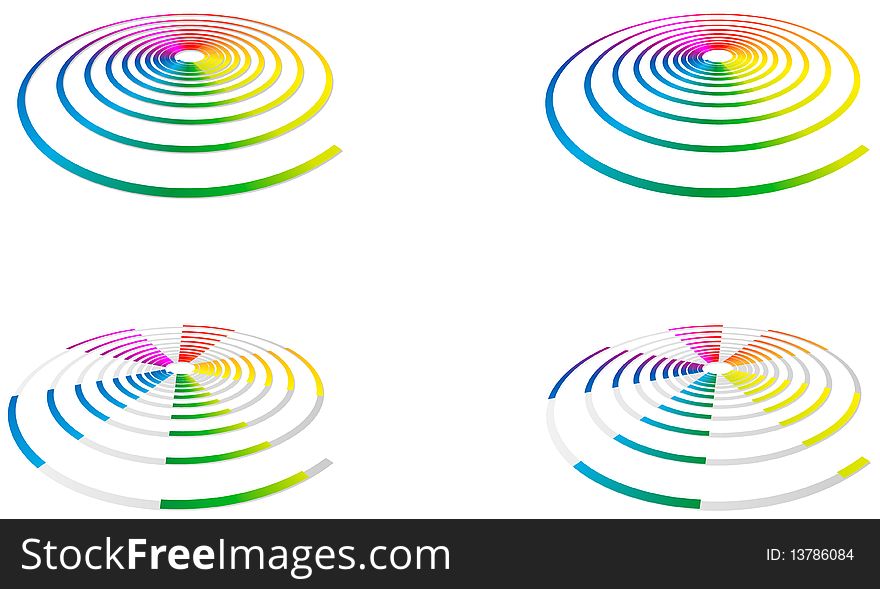Rainbow spiral in four kinds