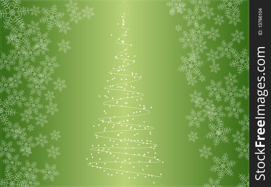 Christmas tree with snowflakes in green