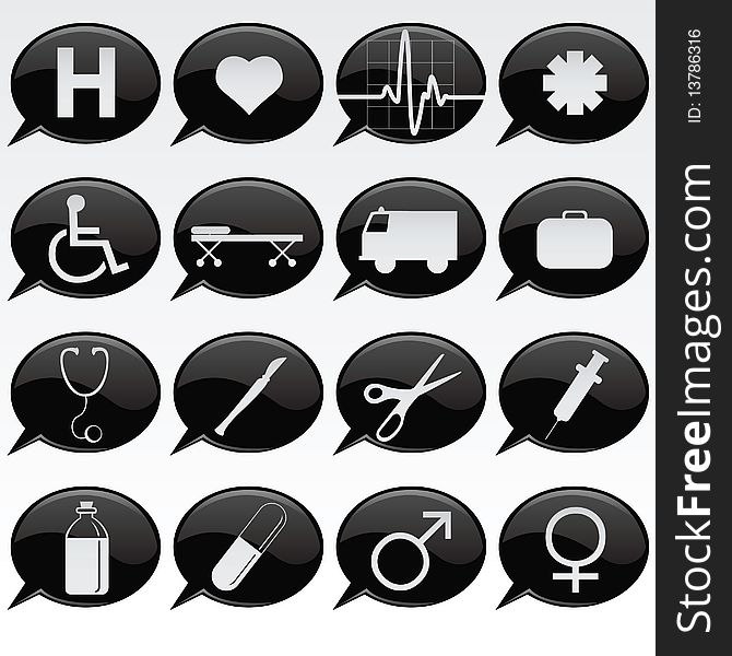 Collection of various medical icons