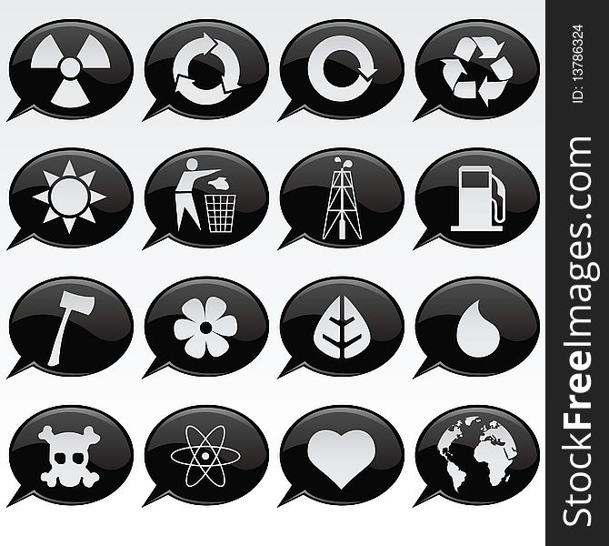 Collection of various environmental icons