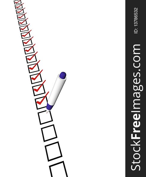 A piece of white checksheet with marking