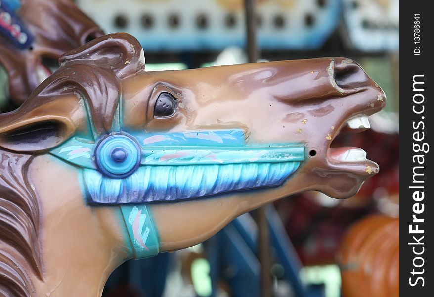 Close Up on Merry Go Round Horse Head