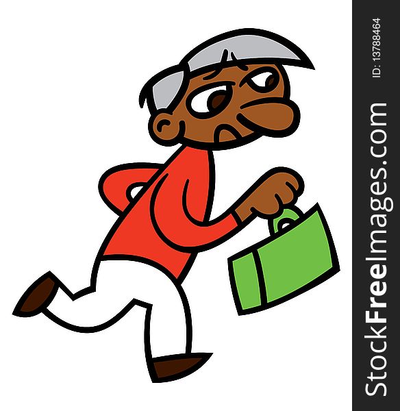Vector illustration of a stressed out running business man carrying a briefcase and possibly late for a meeting. Vector illustration of a stressed out running business man carrying a briefcase and possibly late for a meeting