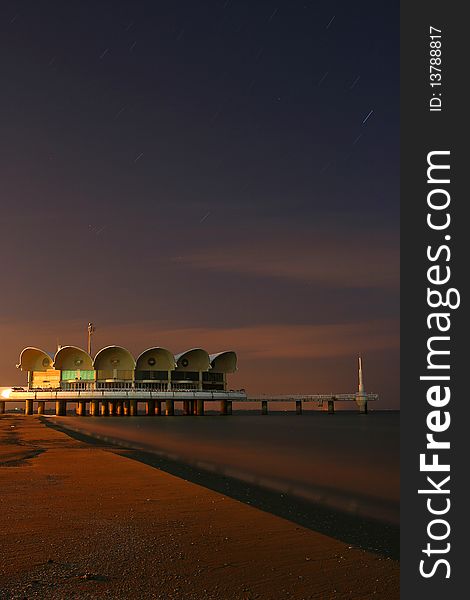 Restaurant on beach at night