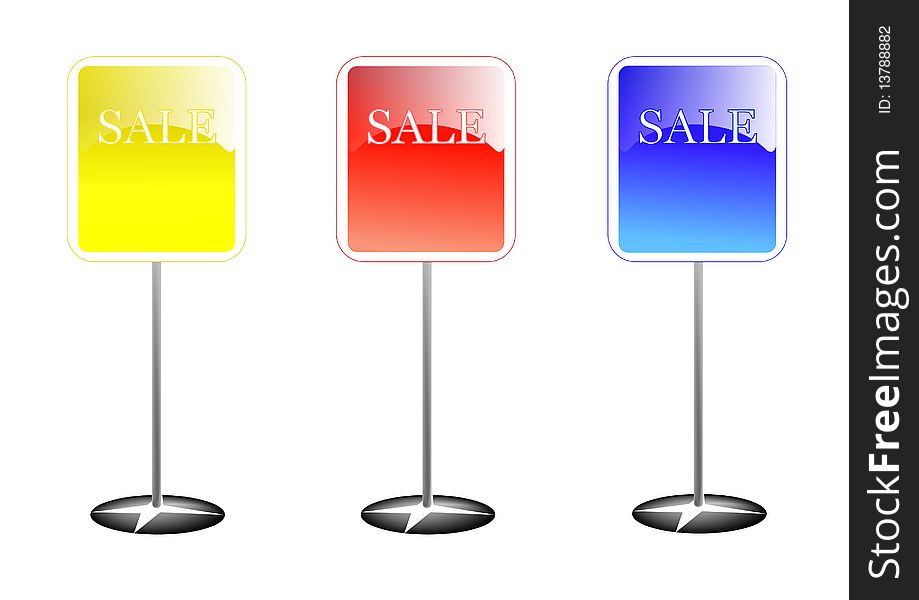 Colorful sale stands on white