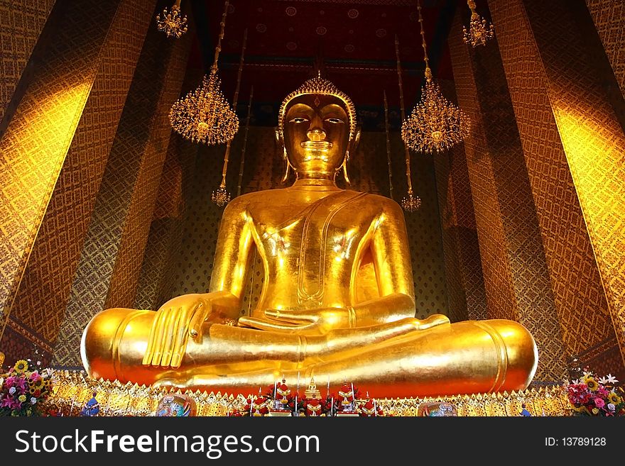 Huge buddha image in the temple. Huge buddha image in the temple