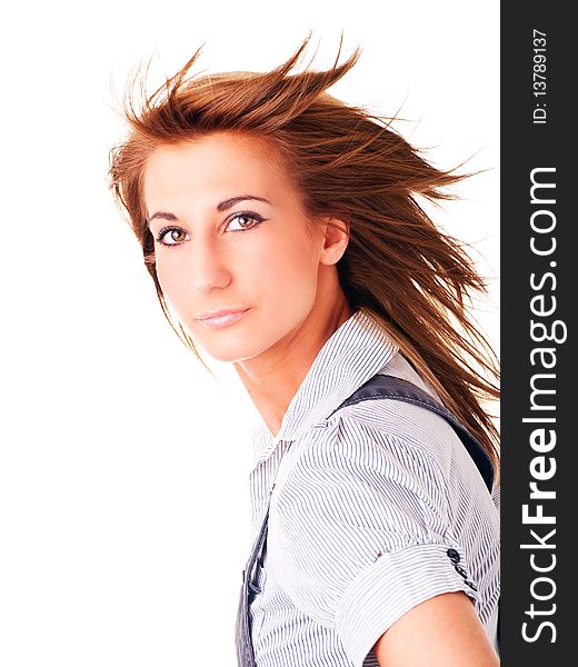 Young woman posing  isolated over white background. Young woman posing  isolated over white background