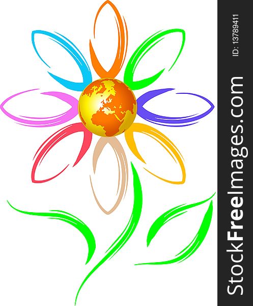 Flower with glob illustrated image