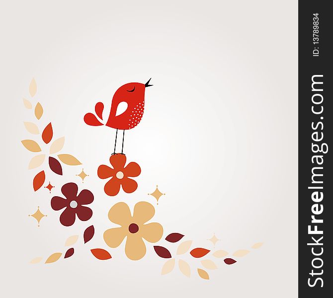 Vector illustration of sweet bird card design