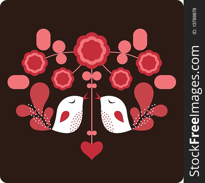 Vector illustration of bird love card