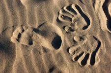 Footprint On Sand Stock Image