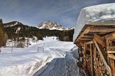 Snow On The Dolomites Mountains, Italy Royalty Free Stock Image