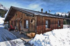 Snow On The Dolomites Mountains, Italy Stock Photos