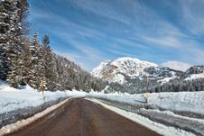 Snow On The Dolomites Mountains, Italy Royalty Free Stock Photos