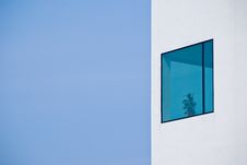 A Window In A White Building Stock Images