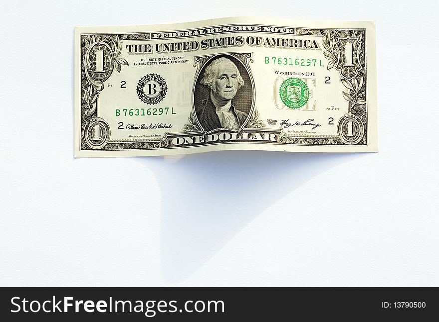 One dollar usa photographed on a light background. One dollar usa photographed on a light background