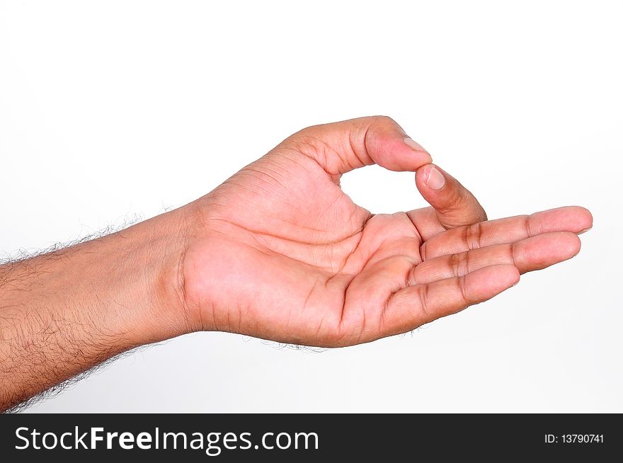 Sign with the hand and fingers isolated over a withe background. Sign with the hand and fingers isolated over a withe background
