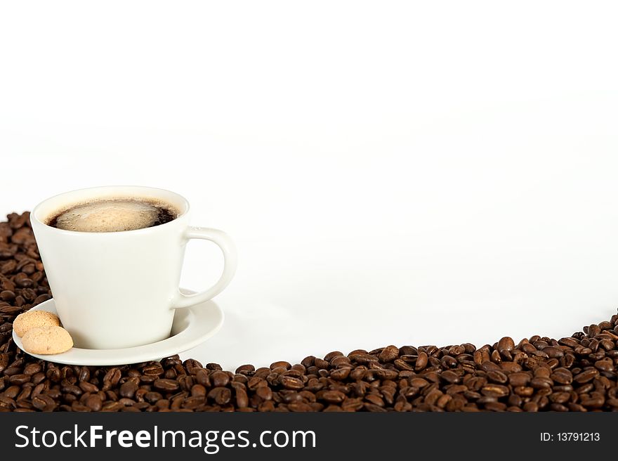 A cup of fresh coffee beans. A cup of fresh coffee beans