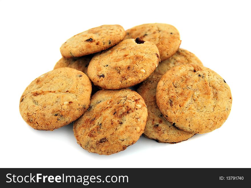 Some cookies isolated on a white background.