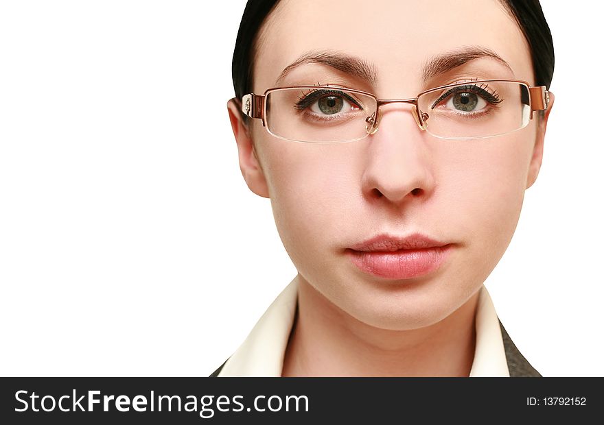 Portrait of business woman in glasses. close-up