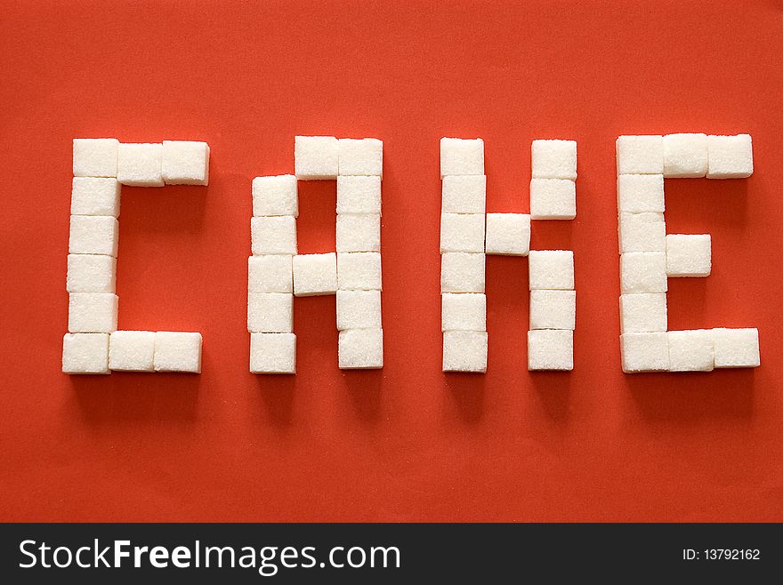 Word cake from sugar slices