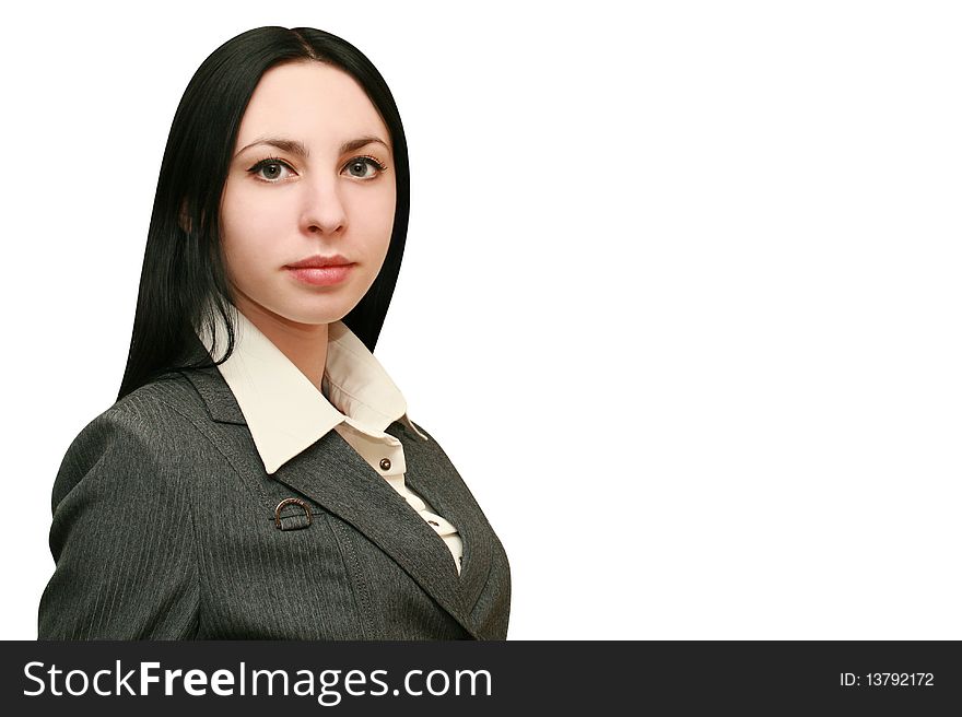 Portrait of business woman on white background