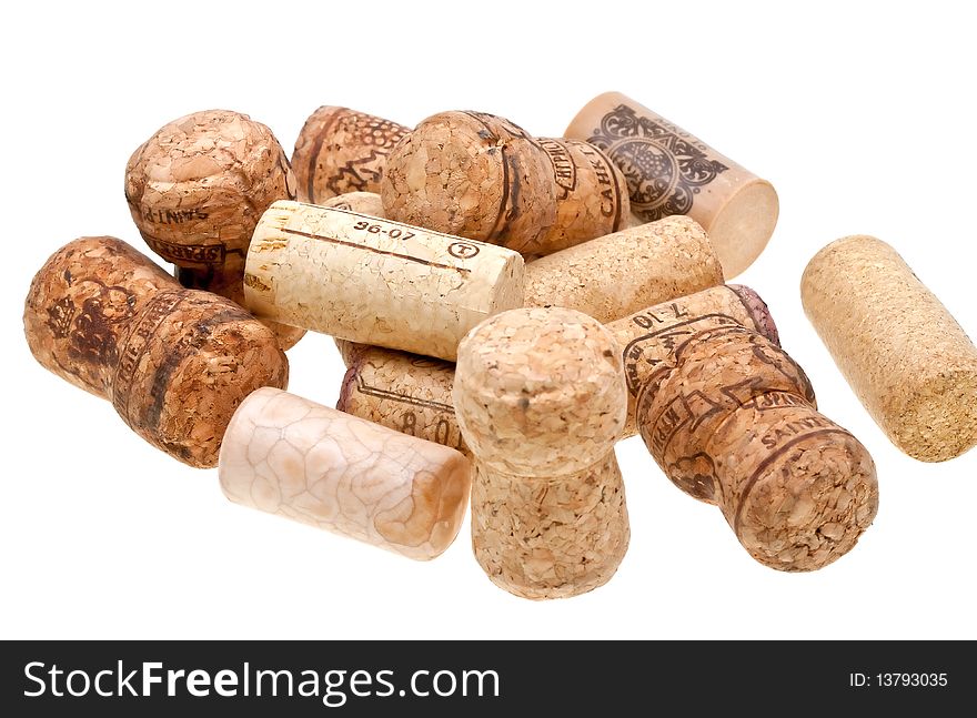 Close-up  wine corks isolated on white background