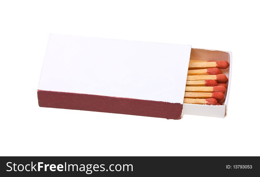 Opened matchbox isolated on a white background