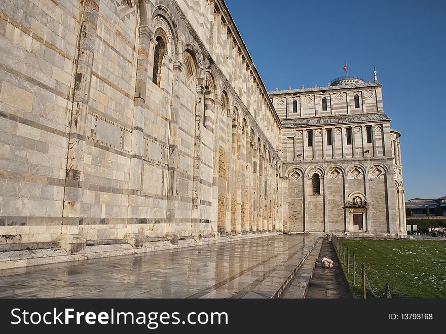 Light snow in Piazza dei Miracoli, Pisa, Italy, December 2009