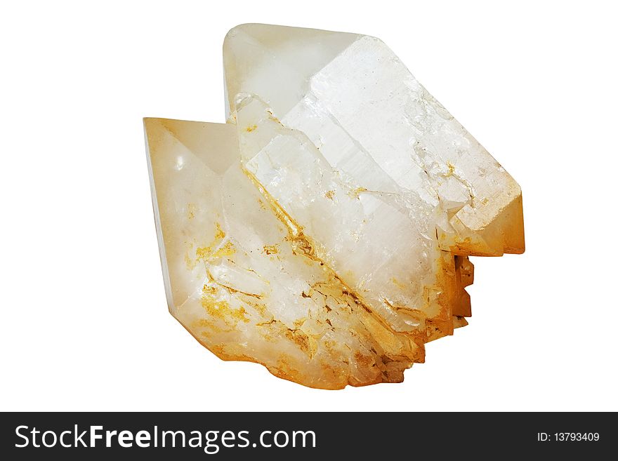 Two crystals of quartz it is isolated on a white background