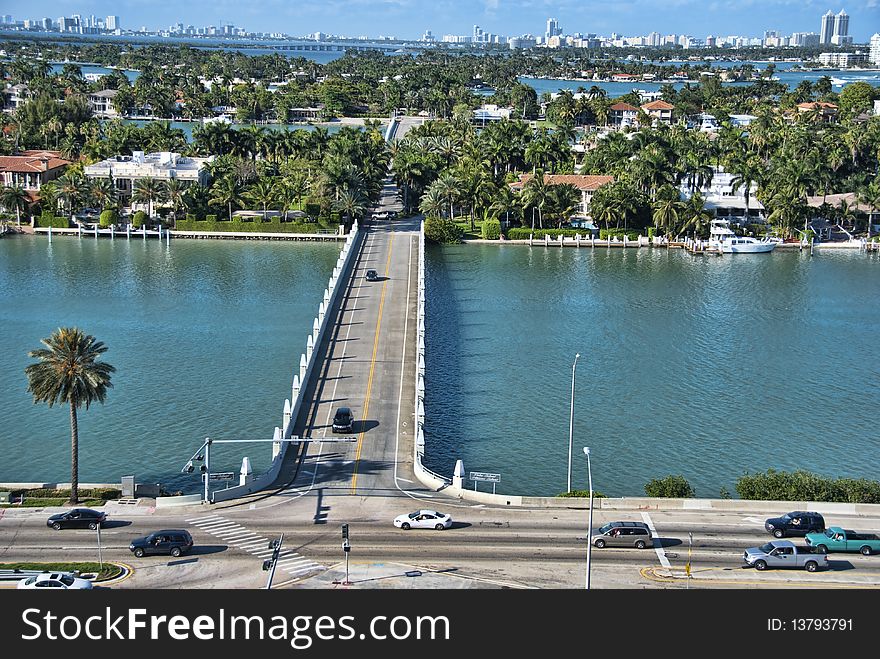 View of Miami from a departing Cruise Ship. View of Miami from a departing Cruise Ship