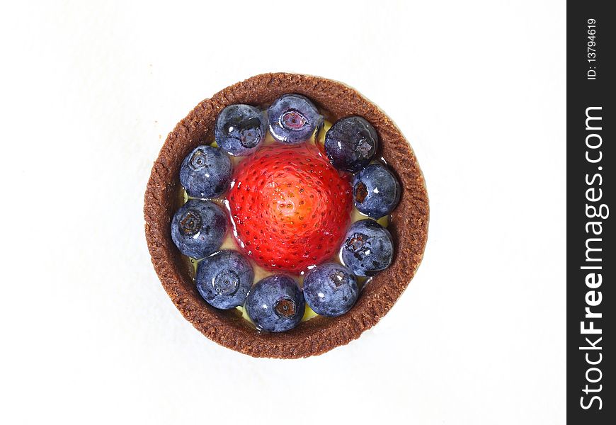 Strawberry & Blueberry Chocolate Cake isolated in white background. Strawberry & Blueberry Chocolate Cake isolated in white background